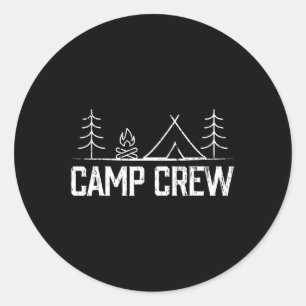 Pegatina Redonda Carpas de tripulación de campamento Amigos Familia