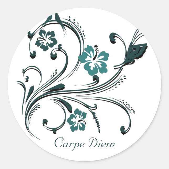 Pegatina Redonda Carpe Diem (Anverso)