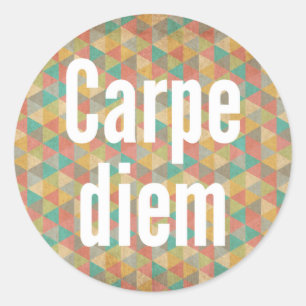 Pegatina Redonda Carpe diem, Aprovecha el día, Patrón Colorido