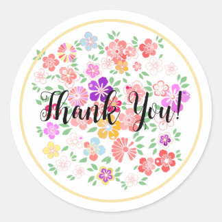Pegatina Redonda Carpe Diem Floral Garden "¡Gracias!"