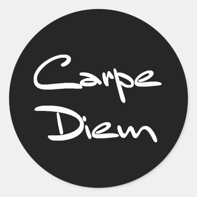 Pegatina Redonda CARPE DIEM Moderno Guay Textos (Anverso)