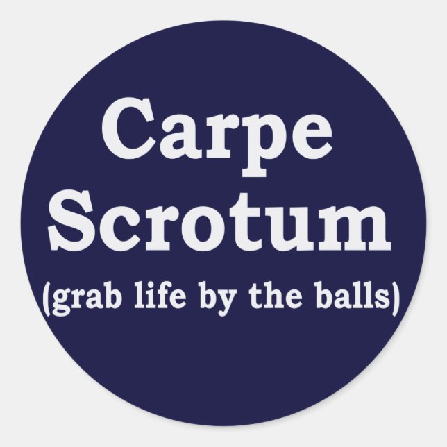 Pegatina Redonda Carpe Scrotum (Anverso)