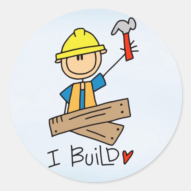 Pegatina Redonda Carpintero de la figura del stick (Anverso)