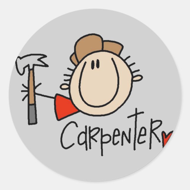 Pegatina Redonda Carpintero masculino (Anverso)