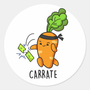 Pegatina Redonda Carrate Carrot Karate Pun