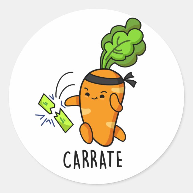 Pegatina Redonda Carrate Carrot Karate Pun (Anverso)