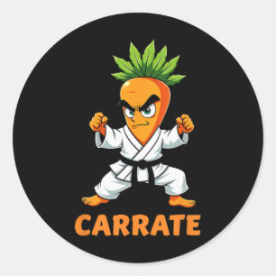 Pegatina Redonda Carrate Karate Entrenador Estudiantil Mma Carrot
