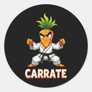 Pegatina Redonda Carrate Karate Entrenador Estudiantil Mma Carrot 1