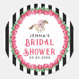 Pegatina Redonda Carrera de caballos Derby Bridal Shower