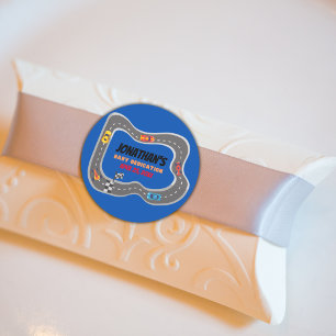 Pegatina Redonda Carreras Carros pista de carreras de niños Dedicac