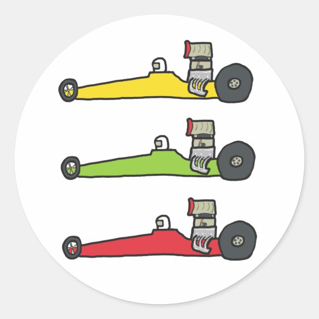 Pegatina Redonda Carreras de arrastre (Anverso)