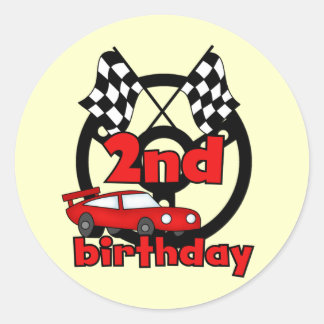 Pegatina Redonda Carreras de auto camisetas y regalos de cumpleaños
