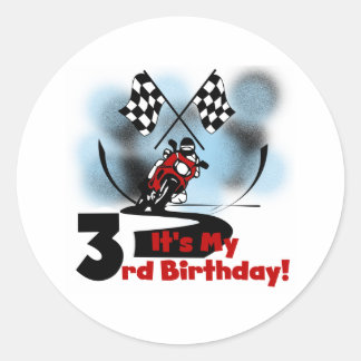 Pegatina Redonda Carreras de motocicletas 3er cumpleaños