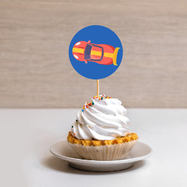 Pegatina Redonda Carreras Roja Carrera de coches pista de bebé Dedi