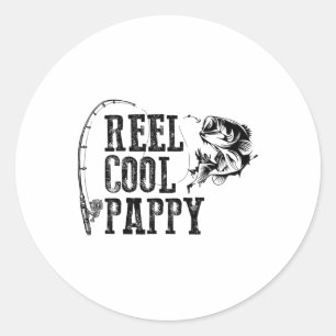 Pegatina Redonda Carrete de Pescar Pappy Cool Pappy Regalo Divertid