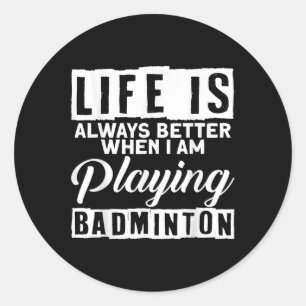 Pegatina Redonda Carretera Badminton Sport Badminton Player Rac