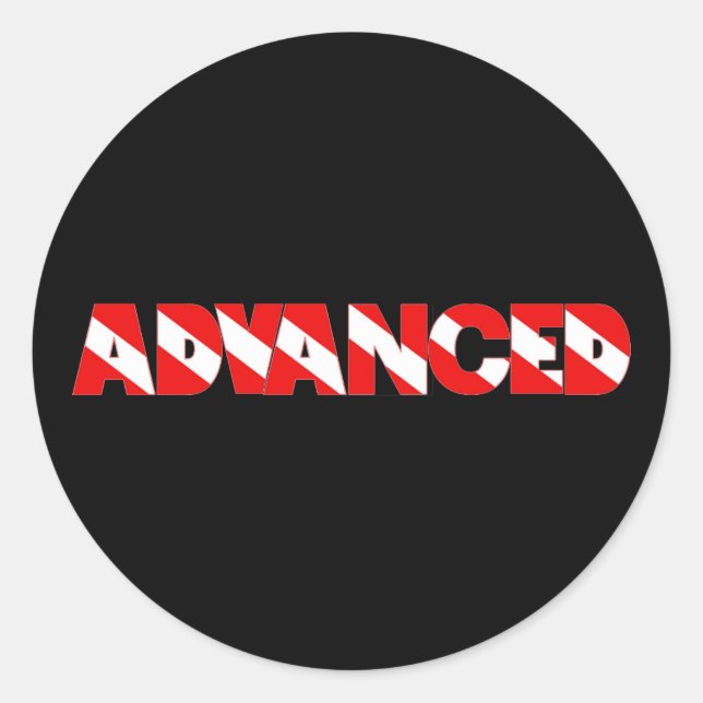 Pegatina Redonda Carretera de diseño de texto para buzos avanzada (Anverso)