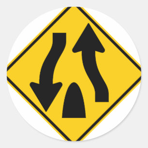Pegatina Redonda Carretera dividida termina Rótulo de autopista