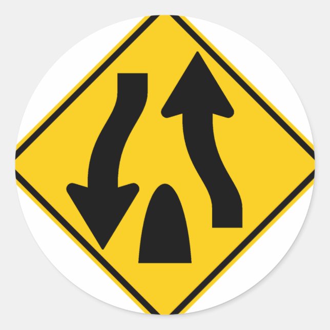 Pegatina Redonda Carretera dividida termina Rótulo de autopista (Anverso)