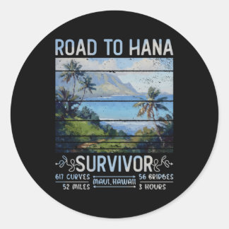Pegatina Redonda Carretera Rjc A Maui Hawaii Adventu Sobreviviente 