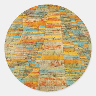 Pegatina Redonda Carretera y caminos apartados de Paul Klee