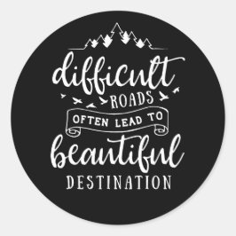 Pegatina Redonda Carreteras difíciles