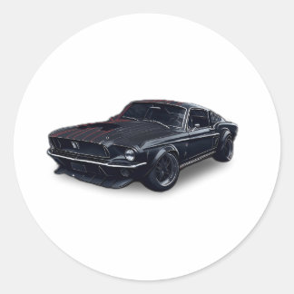 Pegatina Redonda Carro Auto negro cool car