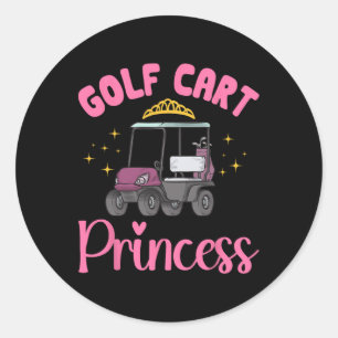 Pegatina Redonda Carro de golf Princess Golfing Golf Cart Golf