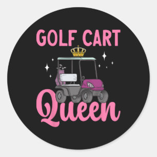 Pegatina Redonda Carro de golf Queen Golfing Golf Cart
