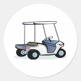 Pegatina Redonda Carro de golfers