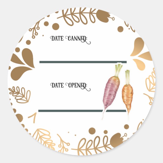 Pegatina Redonda Carrot Canning Jar Label Homologado (Anverso)