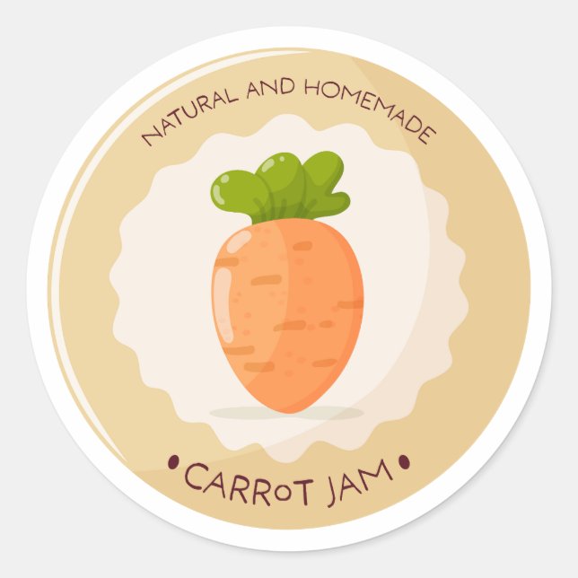 Pegatina Redonda Carrot Jam Jar Label (Anverso)