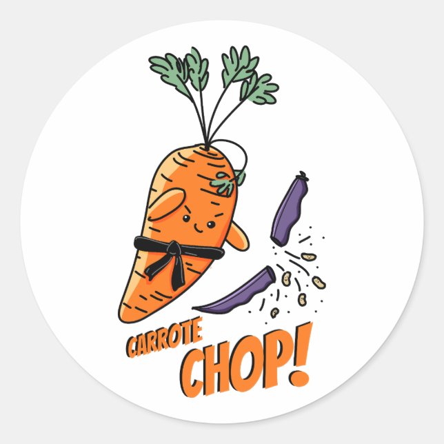 Pegatina Redonda ¡Carrote Chop! (Anverso)