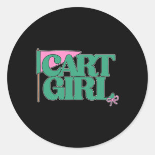 Pegatina Redonda Cart Chica Funny Golf Lover