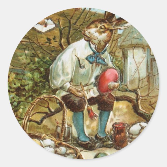 Pegatina Redonda Carta al conejo de Pascua (Anverso)