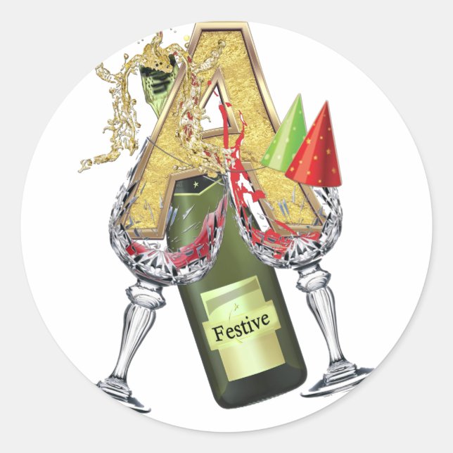 Pegatina Redonda Carta de celebración A Zazzle (Anverso)