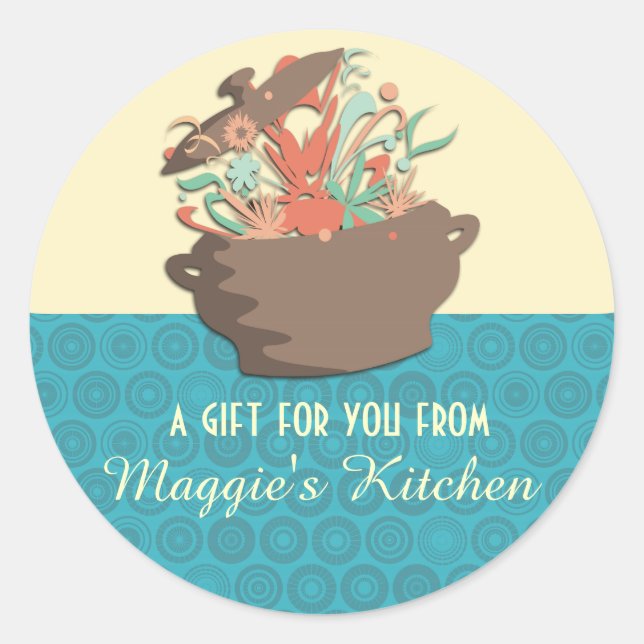 Pegatina Redonda Carta de cocina para cocineros de aromas en llamas (Anverso)