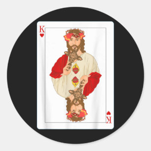 Pegatina Redonda Carta de Jesús Rey de Corazones Fe Cristiana Suici