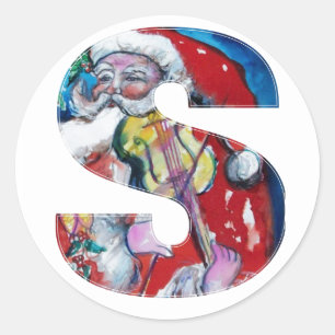 Pegatina Redonda CARTA DE LOS navidades / SANTA CON MONOGRAMA DE VI