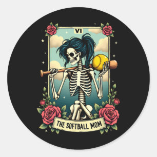 Pegatina Redonda Carta de Tarot Softll Mamá Esqueleto Halloween 