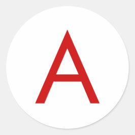 Pegatina Redonda Carta inicial del Monograma Rojo Blanco Moderno