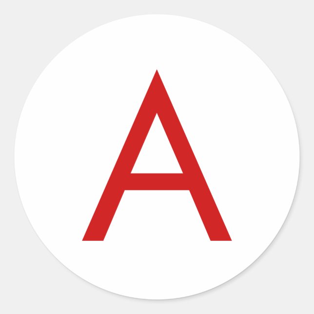 Pegatina Redonda Carta inicial del Monograma Rojo Blanco Moderno (Anverso)