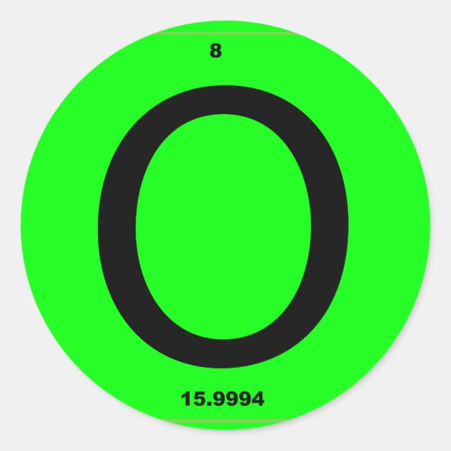 Pegatina Redonda Carta O tabla periódica (Anverso)