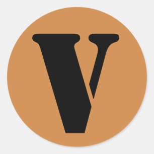 Pegatina Redonda Carta V Alfabeto de esténcil de Janz Peru Gold