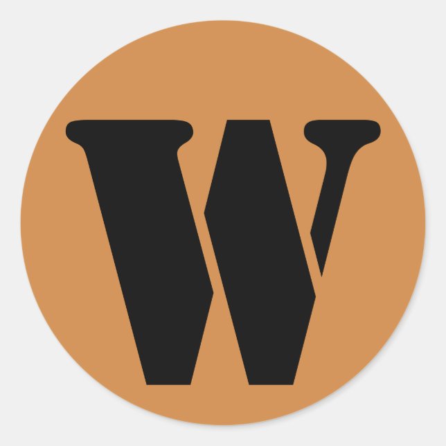 Pegatina Redonda Carta W Stencil Alphabet de Janz Peru Gold (Anverso)