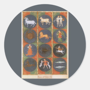 Pegatina Redonda Carta zodiacal astrológica vintage de 1475