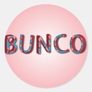 Pegatina Redonda Cartas Bunco con dados bunco