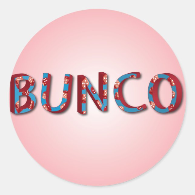 Pegatina Redonda Cartas Bunco con dados bunco (Anverso)