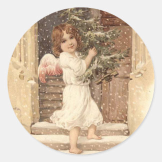 Pegatina Redonda Cartas de Navidades de Victoria bonito