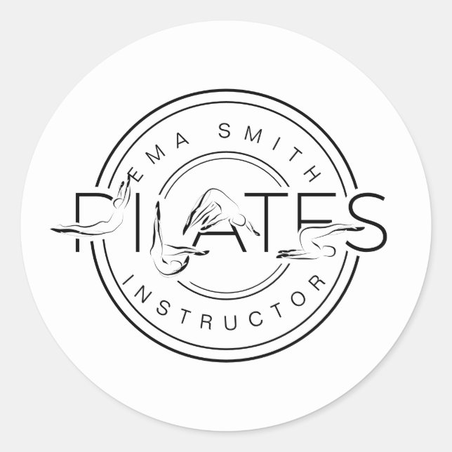 Pegatina Redonda Cartas de Pilates Instructores de Pilates (Anverso)